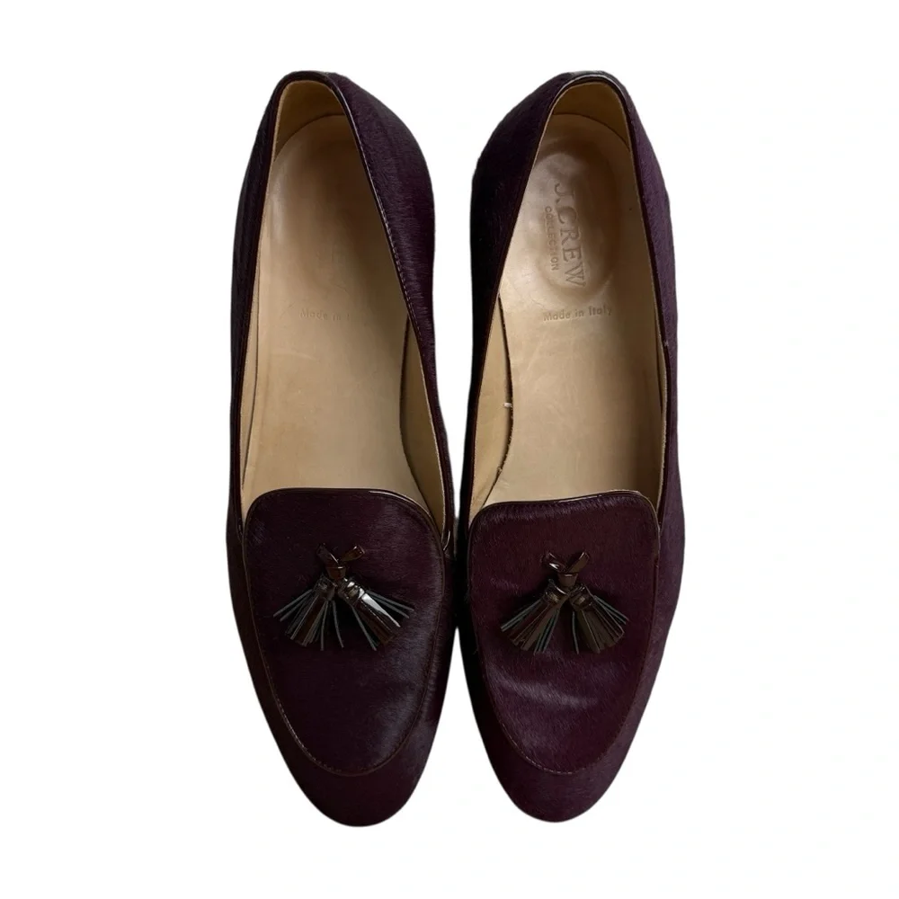 J. Crew Biella Tassel Loafers Deep Aubergine Sz 9